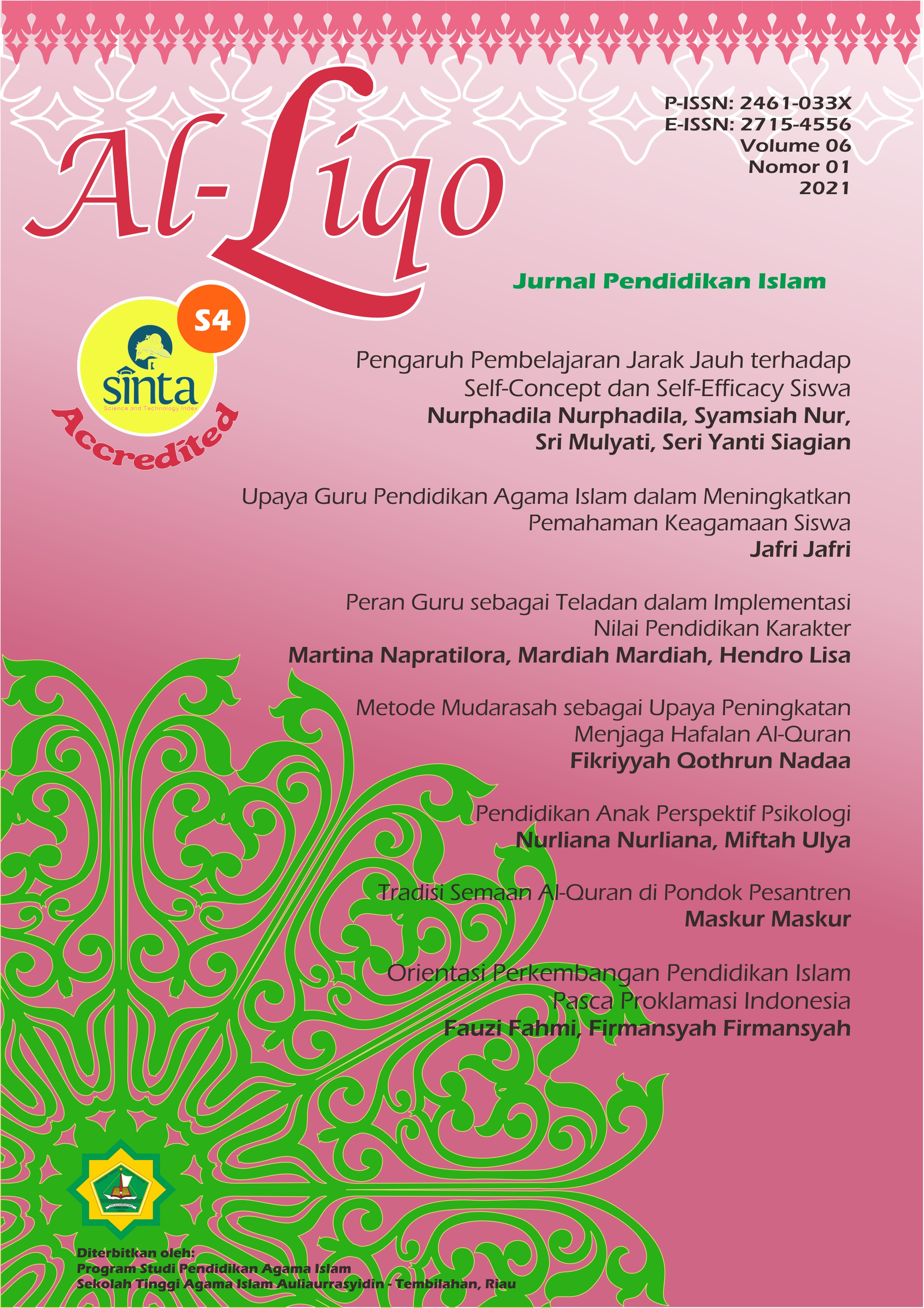 Al-Liqo: Jurnal Pendidikan Islam