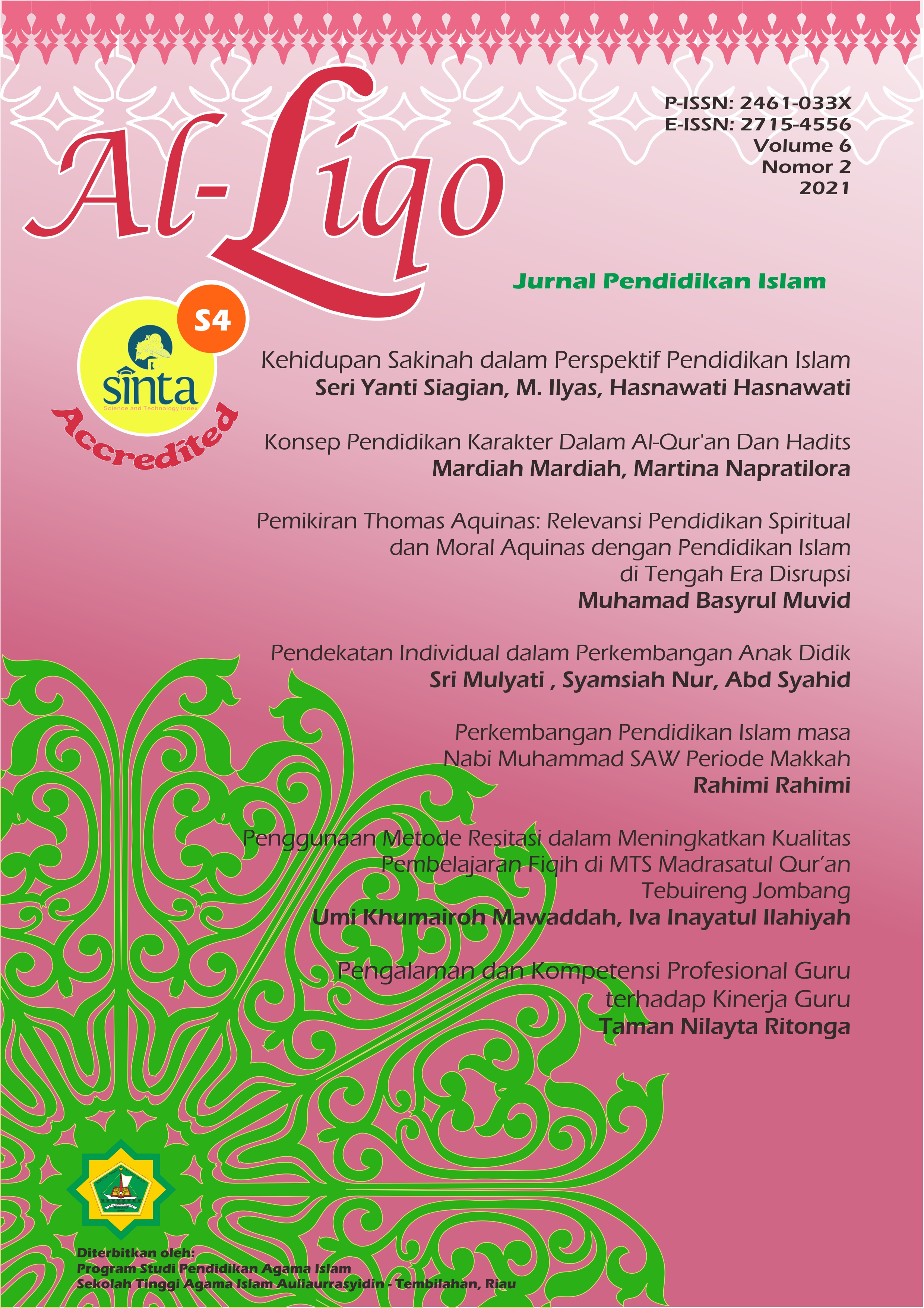 Al-Liqo: Jurnal Pendidikan Islam