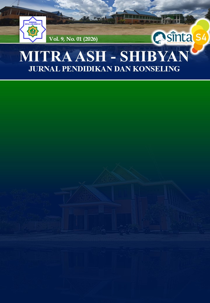 					View Vol. 9 No. 01 (2026): Mitra Ash-Shibyan: Jurnal Pendidikan dan Konseling
				