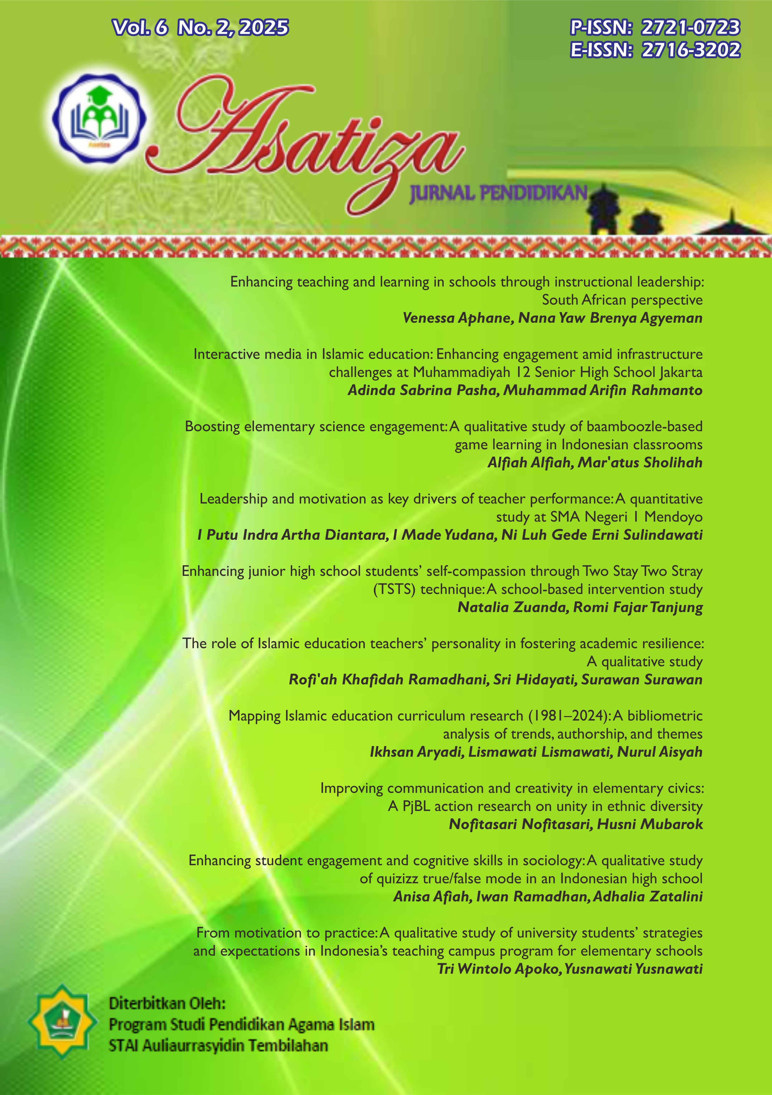 View Vol. 6 No. 2 (2025): Asatiza: Jurnal Pendidikan