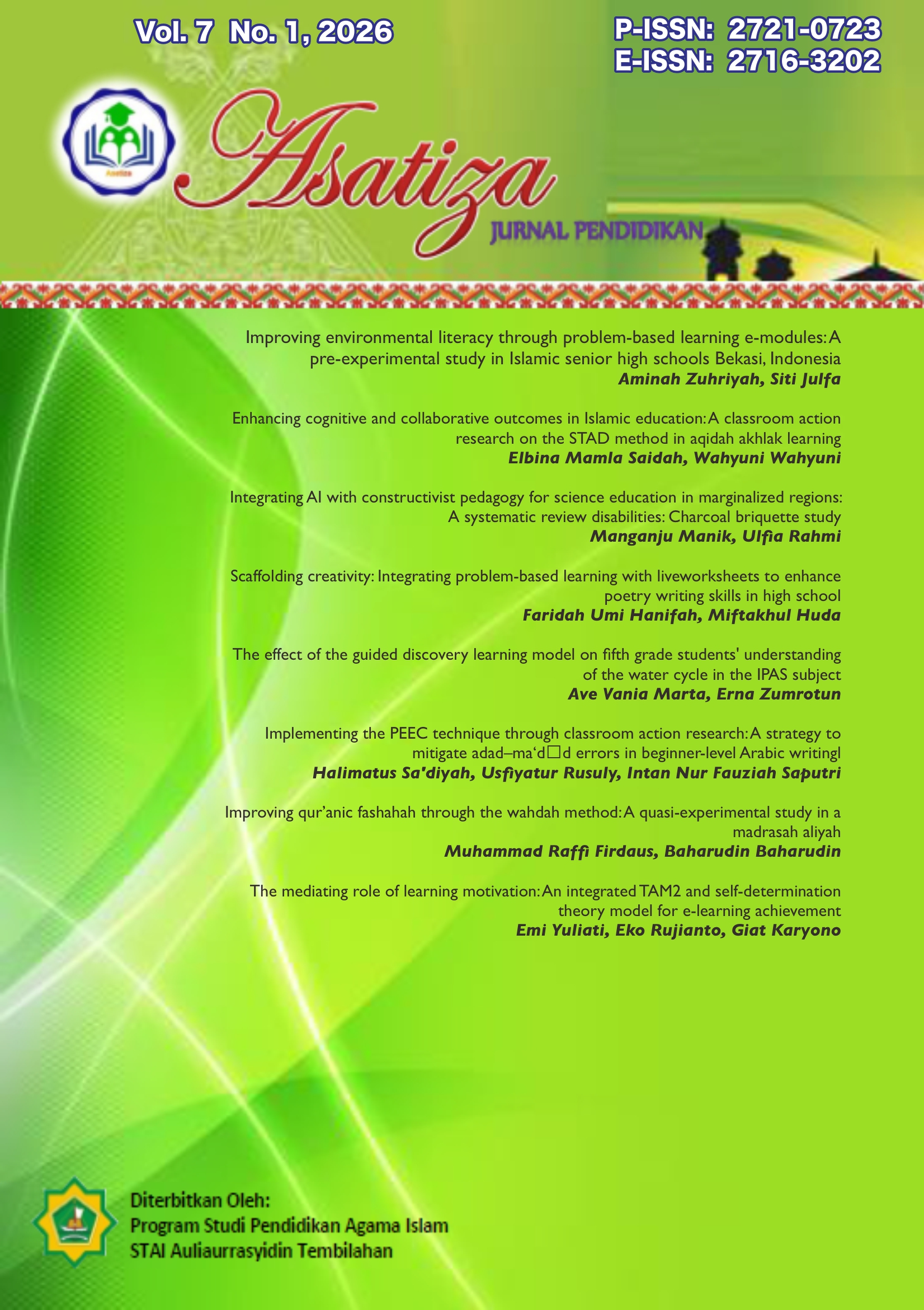 					View Vol. 7 No. 1 (2026): Asatiza: Jurnal Pendidikan
				